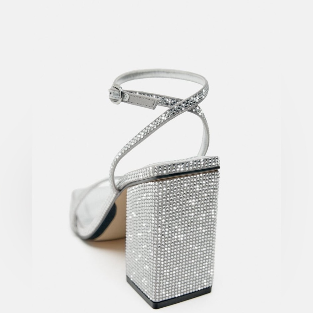 Zara Block Heel Rhinestone Sandals - Picture 6 of 6